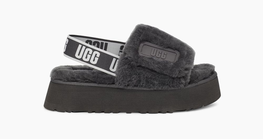 Ugg Disco - Womens Slides - Dark Grey - NZ (6045GAQKE)